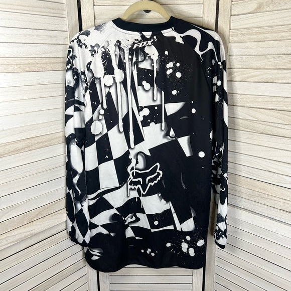 Fox Racing Motocross Jersey Men’s Black and White Checkered Print Long Sleeve M - Picture 6 of 12